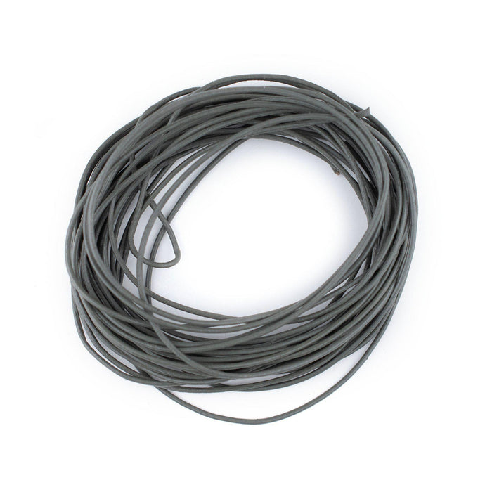 0.8mm Grey Round Leather Cord (15ft) - The Bead Chest