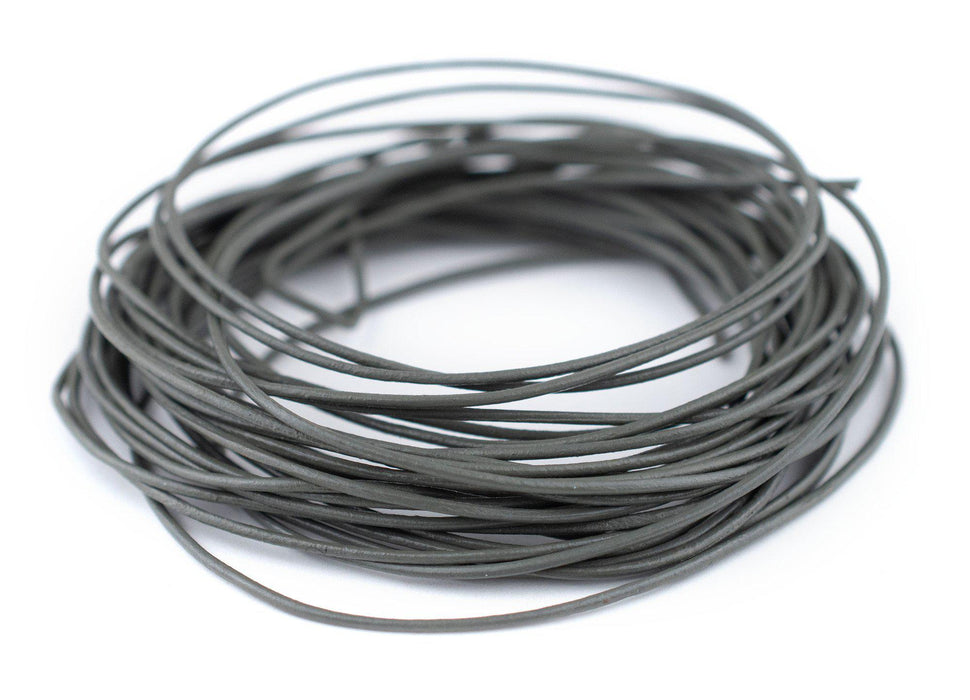0.8mm Grey Round Leather Cord (15ft) - The Bead Chest