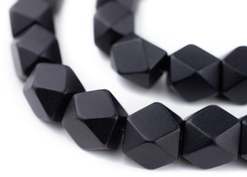 Black Diamond Cut Natural Wood Beads (15mm) - The Bead Chest