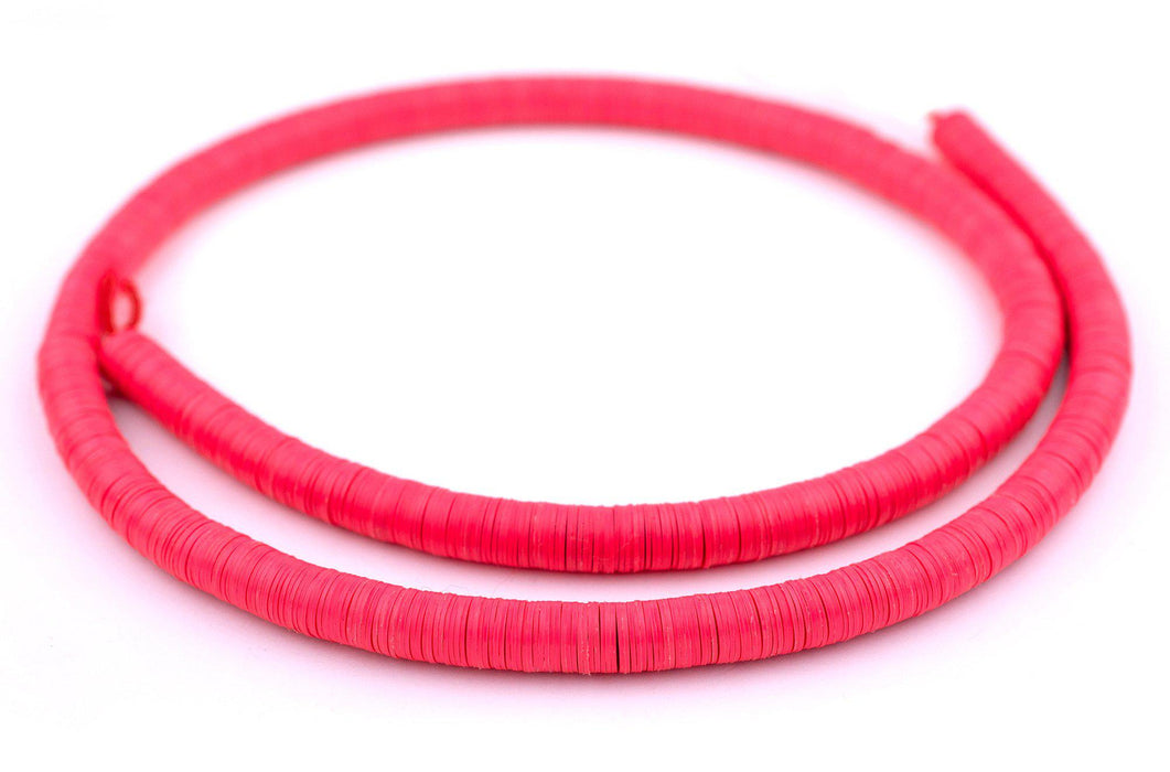 Neon Pink Phono Record Vinyl Beads (10mm) - The Bead Chest