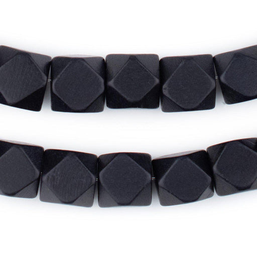 Black Diamond Cut Natural Wood Beads (12mm) - The Bead Chest