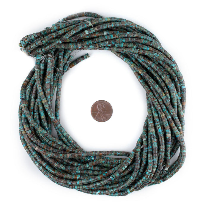 Dark Turquoise Stone Heishi Beads (4mm) - The Bead Chest