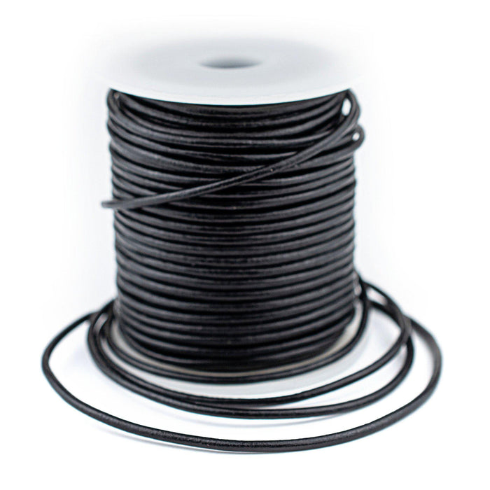 2.0mm Black Round Leather Cord (75ft) - The Bead Chest