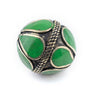 Emerald-Inlaid Afghan Tribal Silver Bead (25mm)