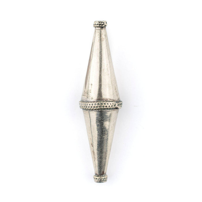 Elongated Afghan Tribal Silver Bead (58x15mm) - The Bead Chest