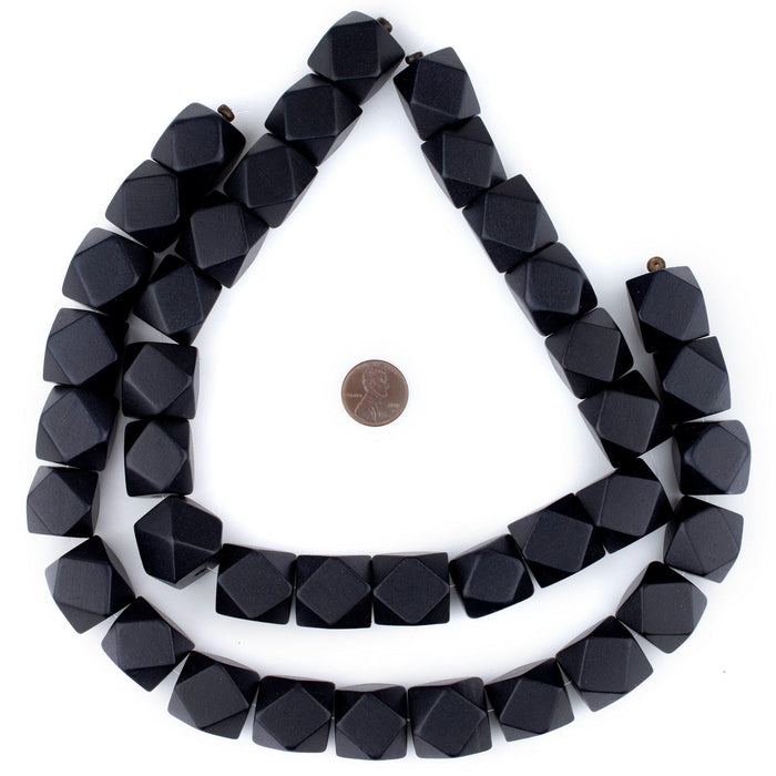 Black Diamond Cut Natural Wood Beads (20mm) - The Bead Chest