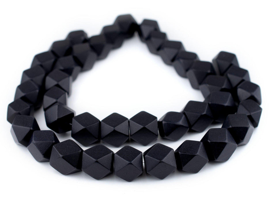 Black Diamond Cut Natural Wood Beads (20mm) - The Bead Chest