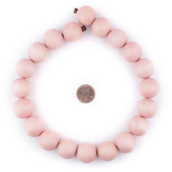 Pink Round Natural Wood Beads (20mm) - The Bead Chest