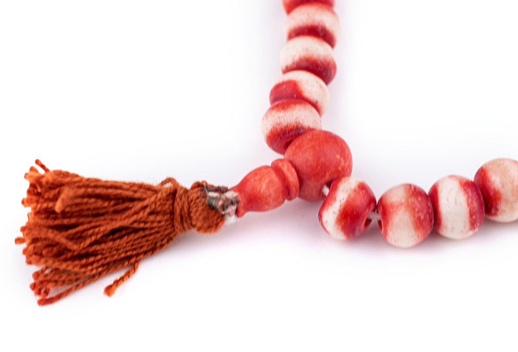Red Rustic Bone Mala Beads (10mm) - The Bead Chest