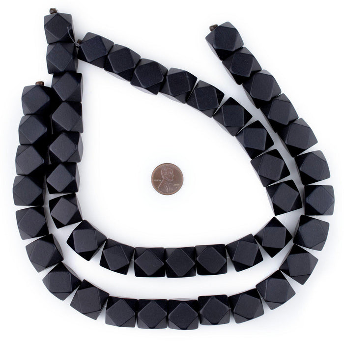 Black Diamond Cut Natural Wood Beads (17mm) - The Bead Chest