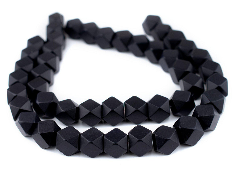 Black Diamond Cut Natural Wood Beads (17mm) - The Bead Chest