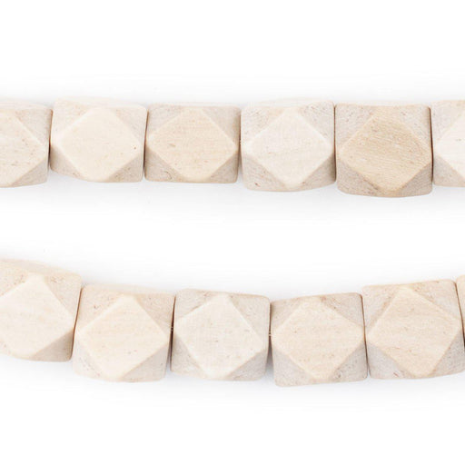 Cream Diamond Cut Natural Wood Beads (12mm) - The Bead Chest