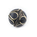 Onyx-Inlaid Afghan Tribal Silver Bead (25mm) - The Bead Chest