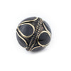 Onyx-Inlaid Afghan Tribal Silver Bead (25mm)