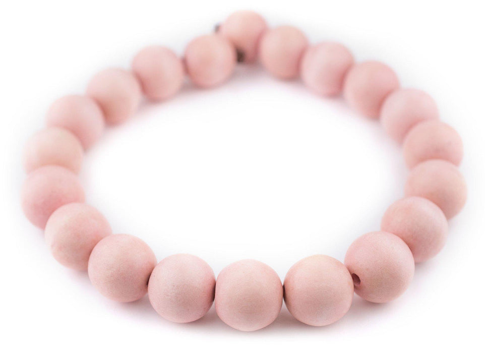 Pink Round Natural Wood Beads (20mm) - The Bead Chest