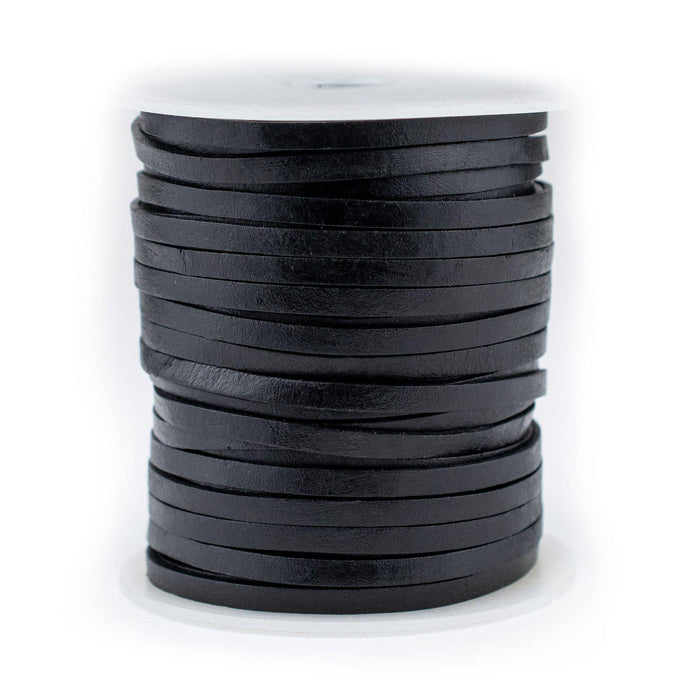 3.0mm Black Flat Leather Cord (75ft) - The Bead Chest