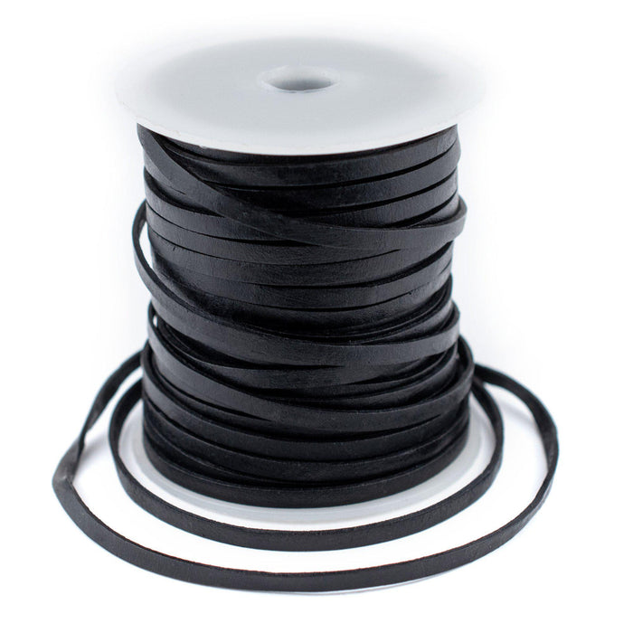 3.0mm Black Flat Leather Cord (75ft) - The Bead Chest