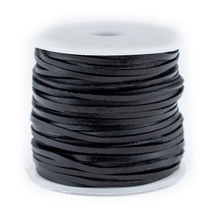 1.5mm Black Flat Leather Cord (75ft) - The Bead Chest