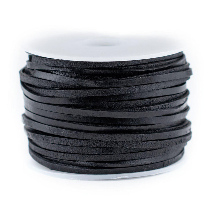 2.0mm Black Flat Leather Cord (75ft) - The Bead Chest