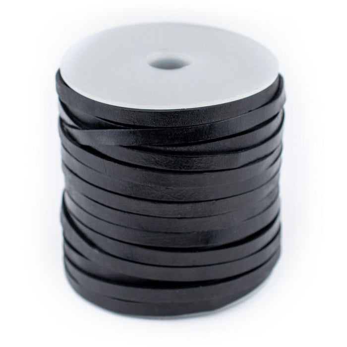 4.0mm Black Flat Leather Cord (75ft) - The Bead Chest