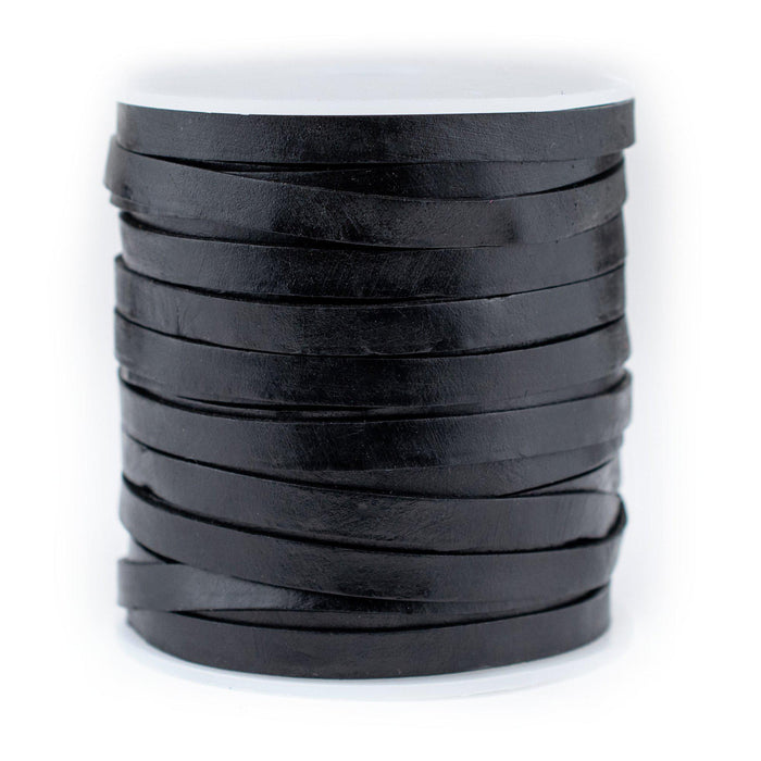 6.0mm Black Flat Leather Cord (75ft) - The Bead Chest