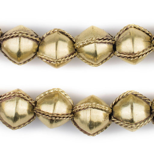 Ethiopian Wired Brass Bicone Beads (15mm) - The Bead Chest