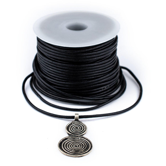 1.5mm Black Round Leather Cord (75ft) - The Bead Chest