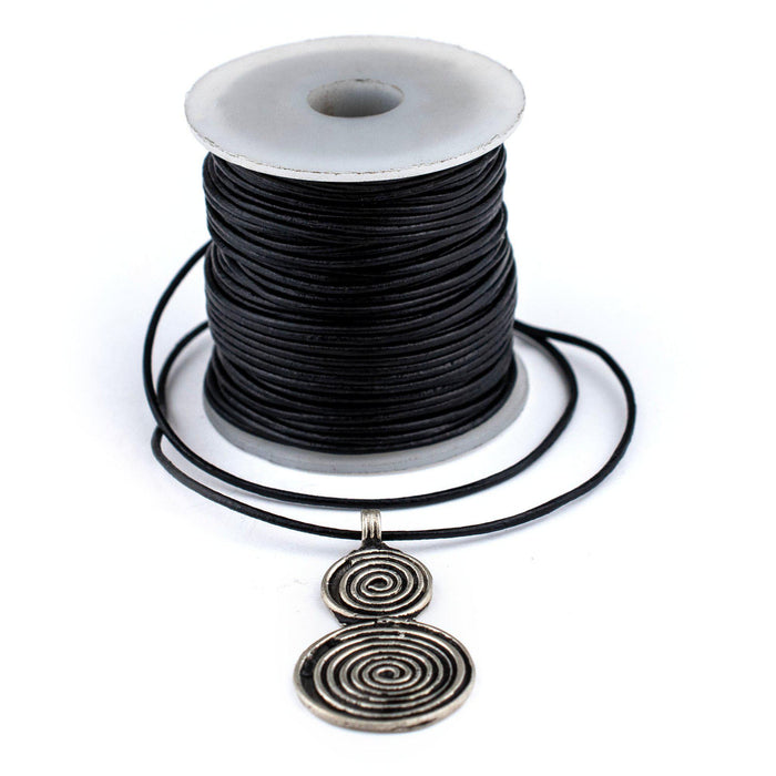 1.0mm Black Round Leather Cord (75ft) - The Bead Chest