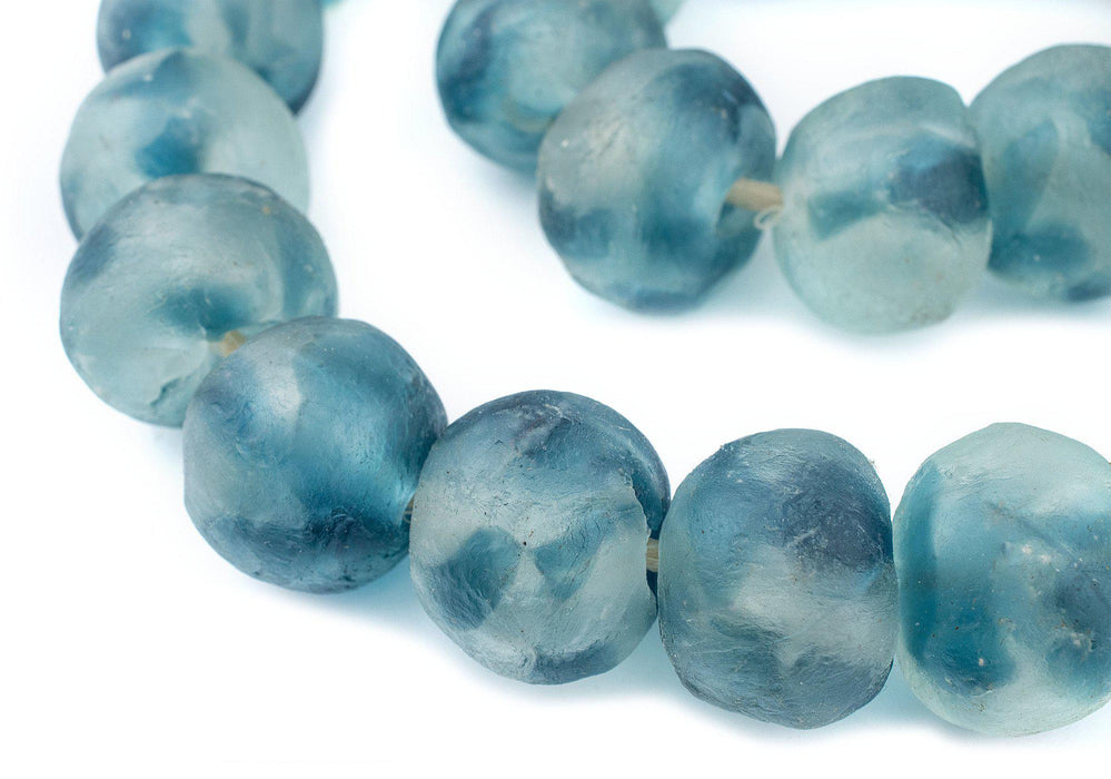 Super Jumbo Blue Wave Marine Recycled Glass Beads (32mm) - The Bead Chest