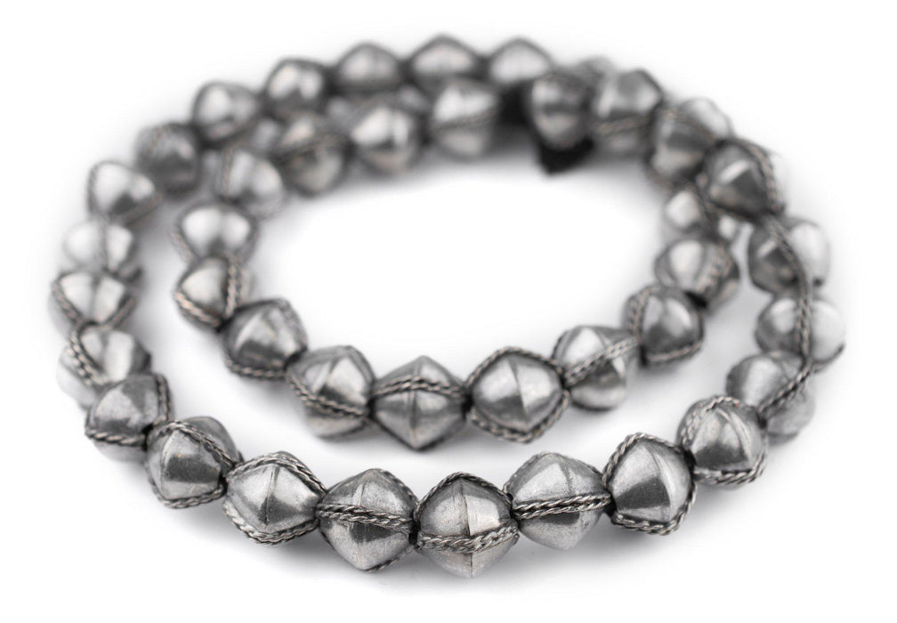 Ethiopian Wired Silver Bicone Beads (15mm) - The Bead Chest
