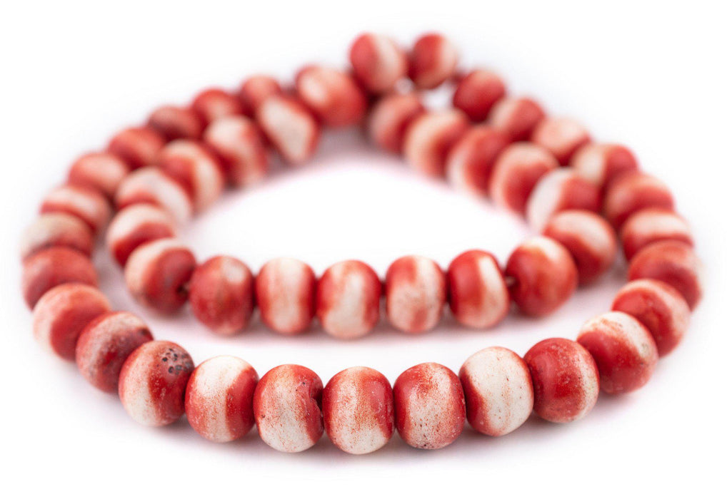 Red Rustic Bone Beads (14mm) - The Bead Chest