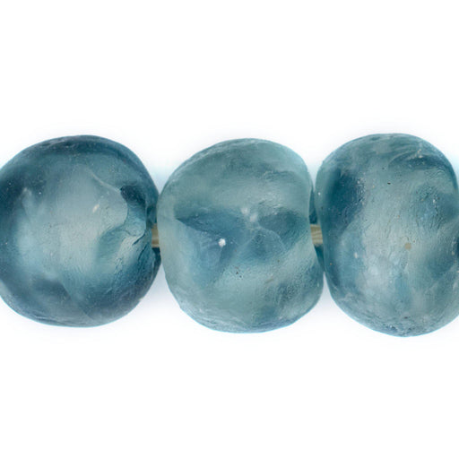 Super Jumbo Blue Wave Marine Recycled Glass Beads (32mm) - The Bead Chest
