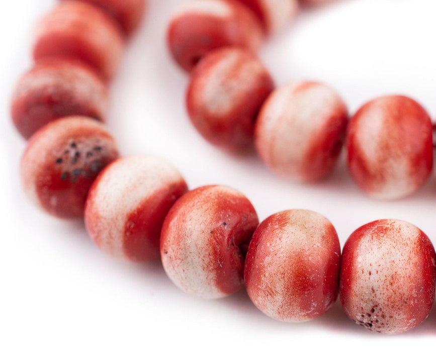 Red Rustic Bone Beads (14mm) - The Bead Chest