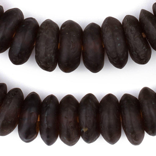 Jumbo Amber Black Swirl Rondelle Recycled Glass Beads - The Bead Chest