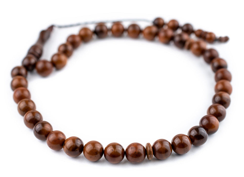 Dark Brown Round Wooden Arabian Prayer Beads (10mm) - The Bead Chest