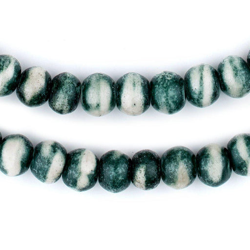 Green Rustic Bone Mala Beads (10mm) - The Bead Chest