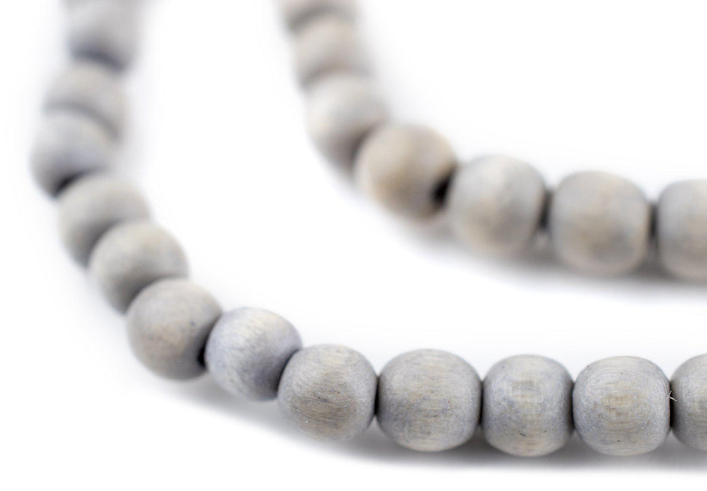 Light Grey Round Natural Wood Beads (6mm) - The Bead Chest