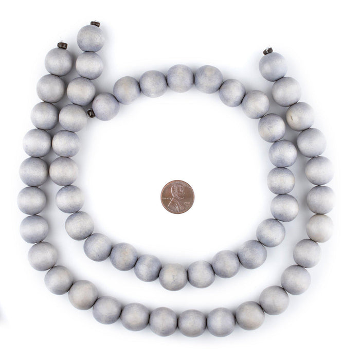 Light Grey Round Natural Wood Beads (16mm) - The Bead Chest