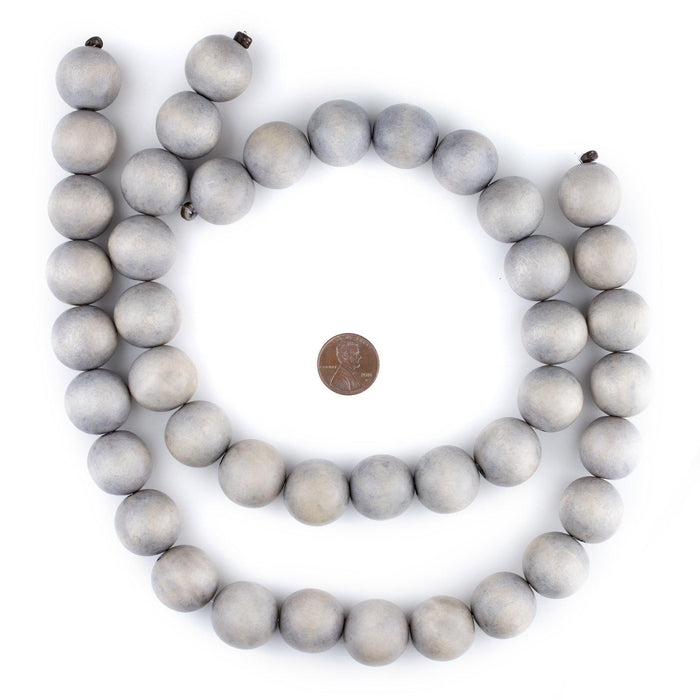 Light Grey Round Natural Wood Beads (20mm) - The Bead Chest