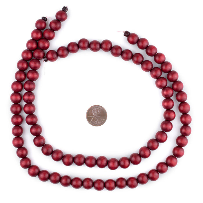 Red Round Natural Wood Beads (10mm) - The Bead Chest