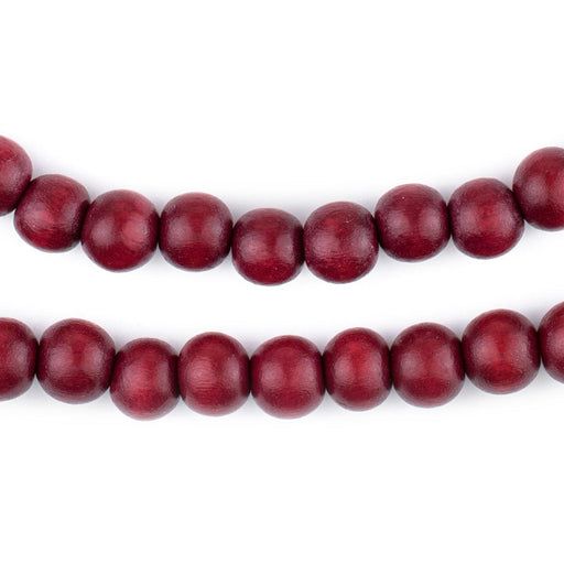 Red Round Natural Wood Beads (8mm) - The Bead Chest