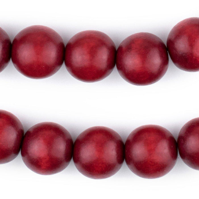 Red Round Natural Wood Beads (16mm) - The Bead Chest