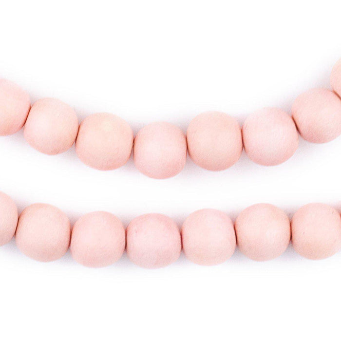 Pink Round Natural Wood Beads (10mm) - The Bead Chest