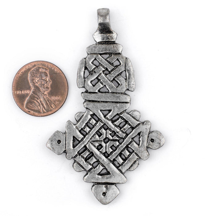 Awash Silver Ethiopian Coptic Cross Pendant (40x65mm) - The Bead Chest