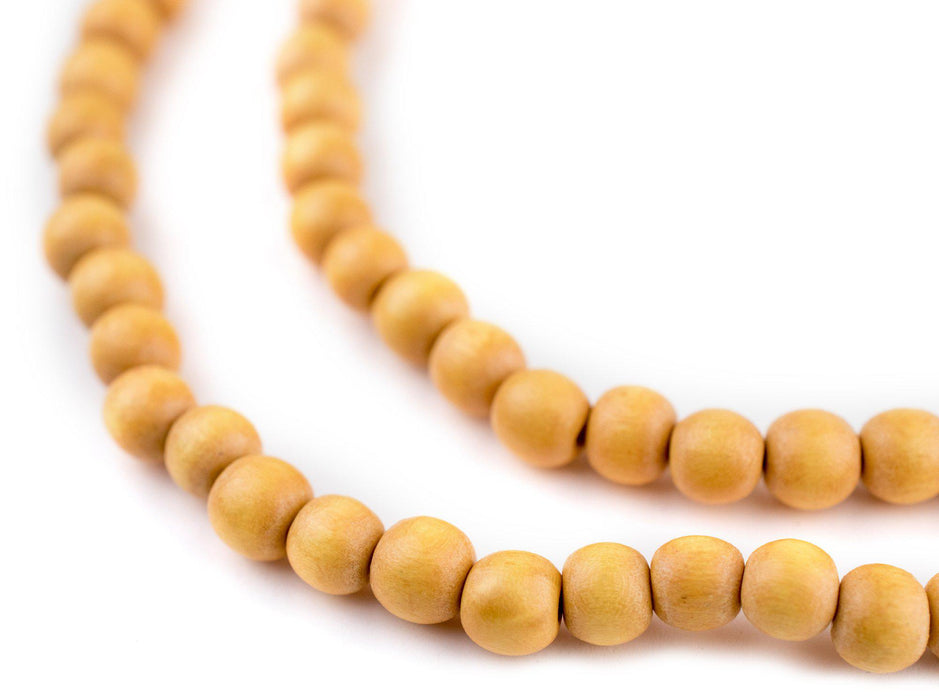 Yellow Round Natural Wood Beads (6mm) - The Bead Chest