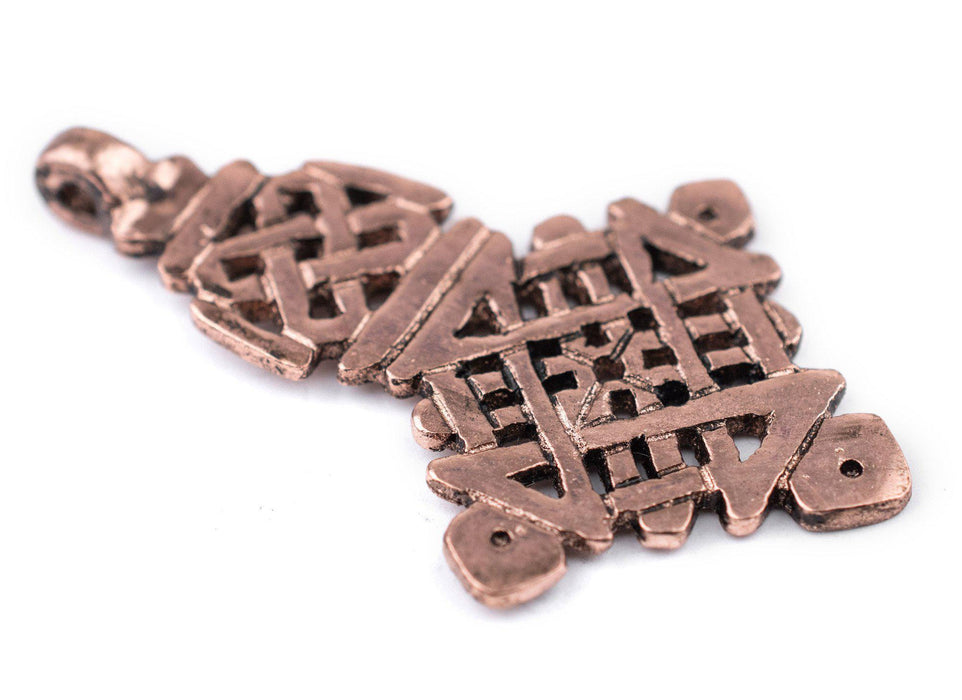 Awash Copper Ethiopian Coptic Cross Pendant (40x65mm) - The Bead Chest