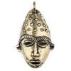 Elongated African Brass Mask Pendant (50x90mm)