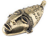 Elongated African Brass Mask Pendant (50x90mm) - The Bead Chest
