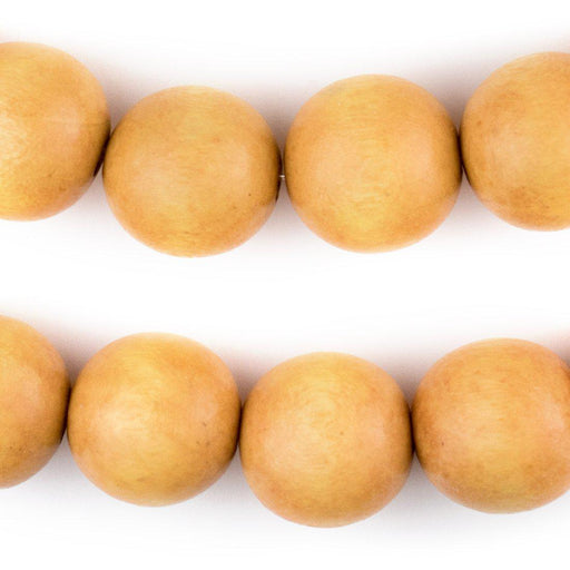 Yellow Round Natural Wood Beads (20mm) - The Bead Chest