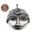 Round African Silver Mask Pendant (58x62mm) - The Bead Chest